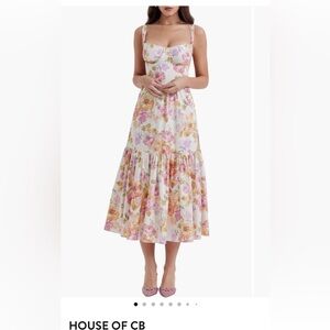 House of CB Elia Floral Dress Cotton Blend Corset